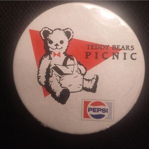 Vintage Pepsi Teddy Bears Picnic Button Rare